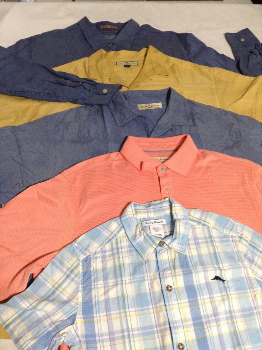Tommy Bahama Mens Shirts Lot of 5 Assorted Sizes M, L, XXL Silk & Casual Tops